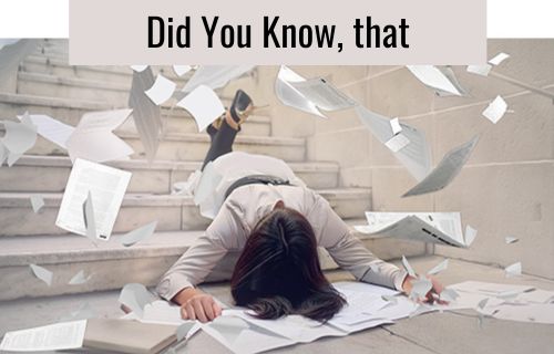 tired, overwhelmed and confused small business owner fell over rushing on the stairs